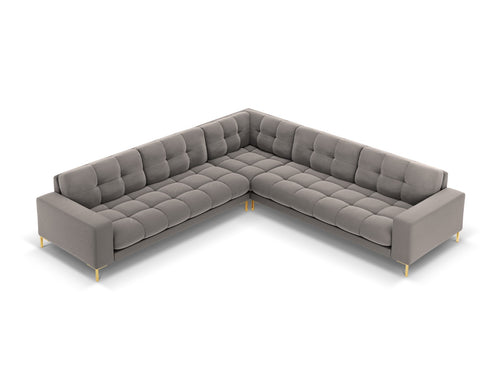 Cosmopolitan Design Symmetrische hoekbank Bali 6-zits, flueel, lichtgrijs - 256x256x75cm