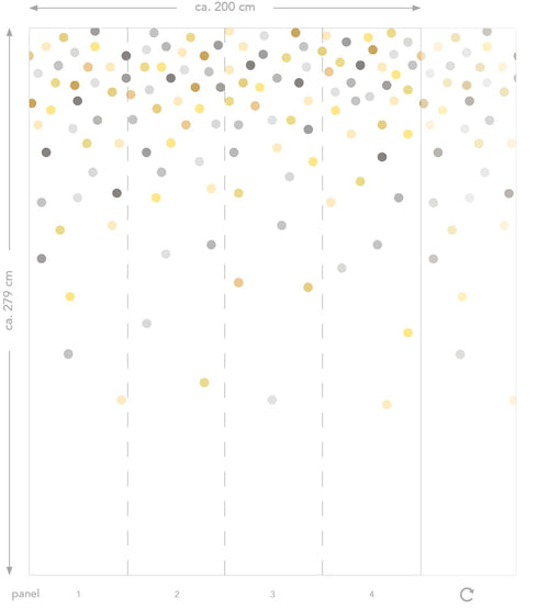 ESTAhome fotobehang confetti dots geel en grijs - 200 x 279 cm - 158930 - vtwonen shop