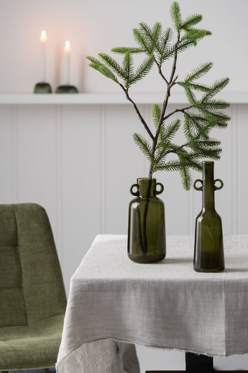 J-Line decoratie tak Dennenboom + Denappels - kunststof - groen/bruin - small - 8 stuks