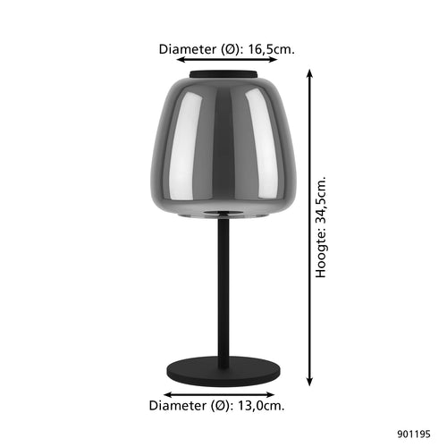 EGLO connect.z tafellamp Alfero-Z - led - glas - zwart/chroom - vtwonen shop