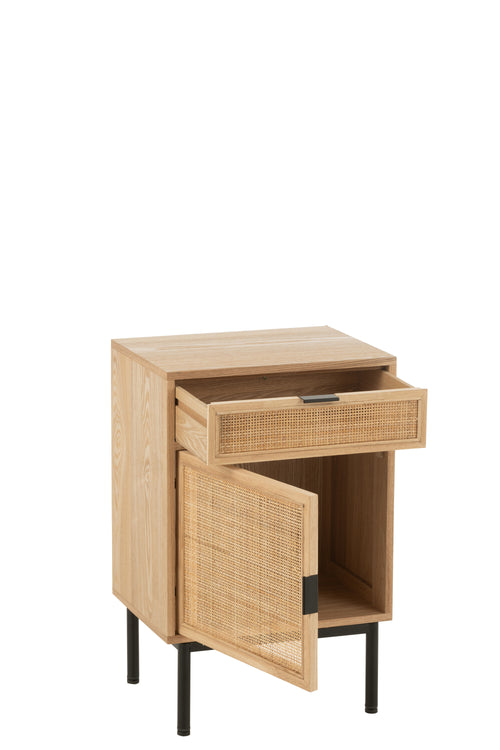 J-Line nachtkast Vierkant - hout/metaal - naturel/zwart