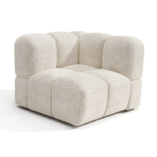 Sia Home - Omkeerbare hoekmodule NUBI - Fluweel met structuur - Crème - 89cm