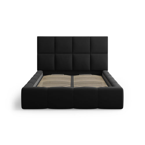 Cosmopolitan Design - Opbergbed met hoofdeinde Livigno 200x160cm flueel zwart - 230x185x125cm