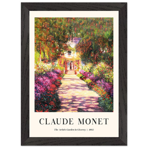 Artfulprints Poster met Lijst Claude Monet - The artist's garden in Giverny II   - A4 21x29.7 cm - Meerkleurig