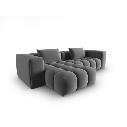 Cosmopolitan Design - Modulaire hoekbank links Verona 3-zits, flueel warm grijs - 145x260x70cm