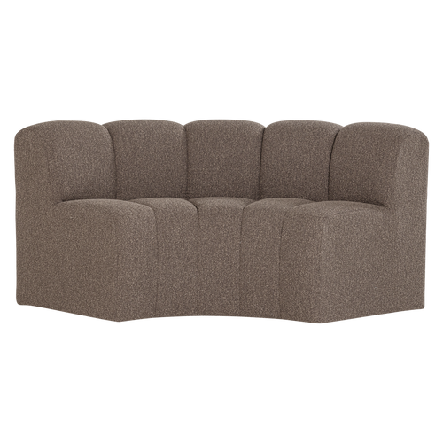 WOOOD eetbank halfronde hoek rugleuning Mojo - Bouclé - Bruin - 83x152x74