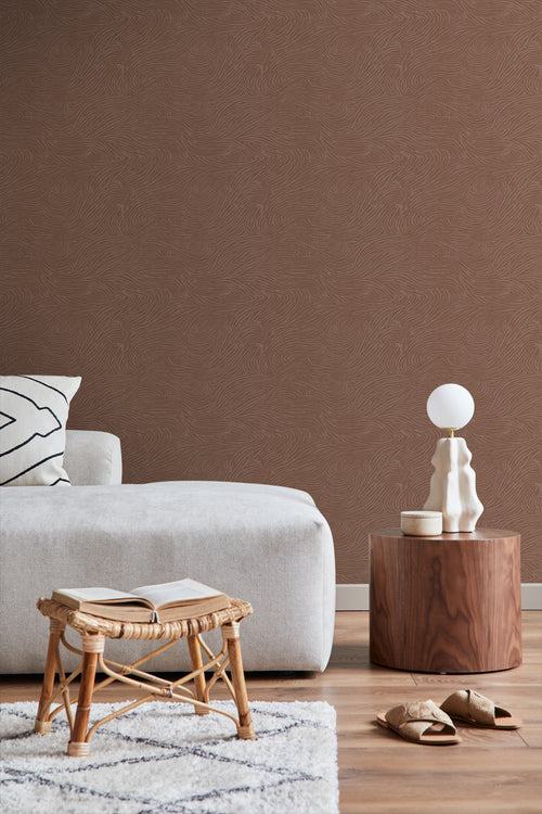 ESTAhome behang 3d golvende lijnen terracotta roze - 50 x 900 cm - 131370 - vtwonen shop