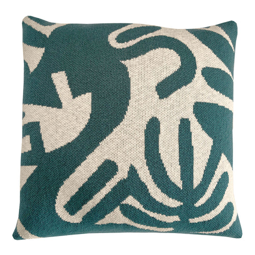 Malagoon kussen Floral victory - groen - 50x50cm 100% organisch katoen