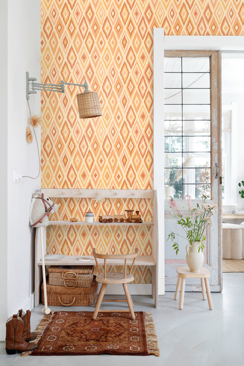 ESTAhome behang ruiten geel en oranje - 50 x 900 cm - 131688