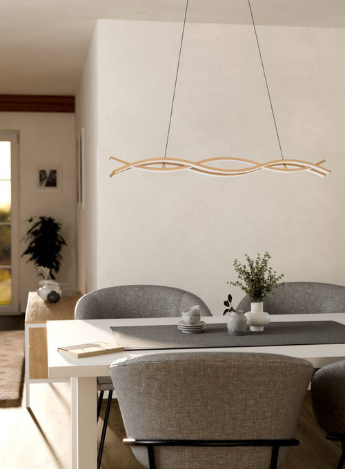 EGLO hanglamp Lasana 4 - led - 90 cm - lichtbruin/wit