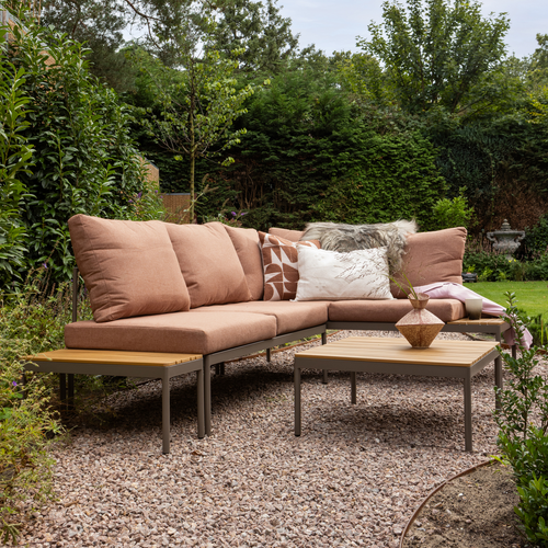 WOOOD loungeset Modulair tuin Zaro - Metaal/Polywood - Roze - 65x183x67
