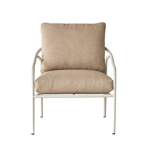 Tikamoon Tuinstoel van ecrukleurige stof en wit metaal - Beige