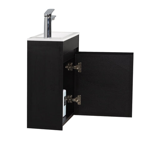 Badplaats Toiletmeubel Sinta 40 x 22 cm - Zwart - Fonteinmeubel met Witte Wastafel