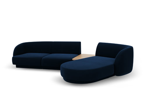 Micadoni Rechte modulaire bank Miley 3-zits, flueel, koningsblauw - 178x303x70cm