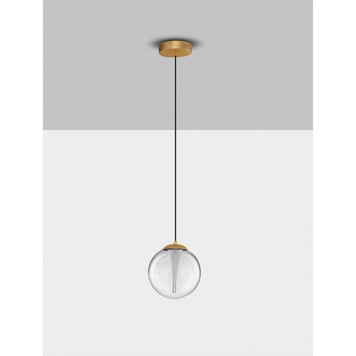 Nova Luce GALEO  Galeo Globe hanglamp, transparant, zandgoud, Triac dimbare LED, 7W, 506lm, 3000K