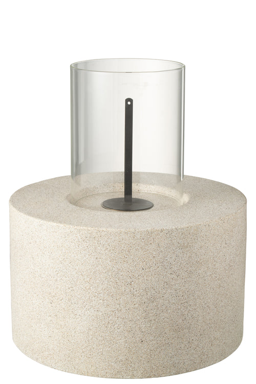 J-Line tafelhaard Bio-Ethanol Rond - hout - grijs - vtwonen shop