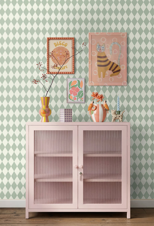 ESTAhome behang ruiten mintgroen - 50 x 900 cm - 131933