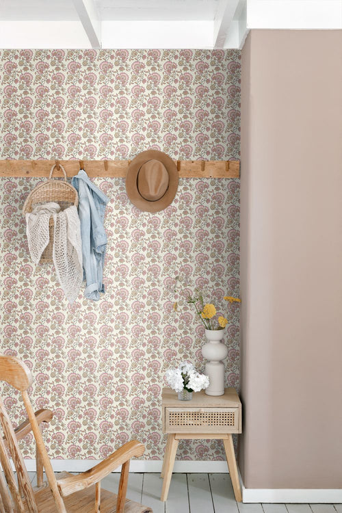 ESTAhome behang vintage bloemen licht roze en beige - 50 x 900 cm - 131817