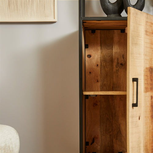 StarFurn Boekenkast Denver - Naturel Hout - 1-Deurs - 55x45x200cm - vtwonen shop