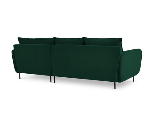Cosmopolitan Design rechter hoekbank Vienna 5-zits, flueel, flessengroen - 170x255x95cm