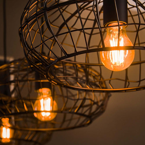 Giga Meubel Hanglamp Connect XL - Zwart/Bruin - 4-Lichts - 150x170x34cm - vtwonen shop