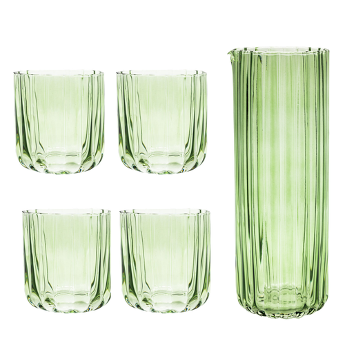 Brut Homeware | Set Gaia | Karaf + 4 Tumbler | groen