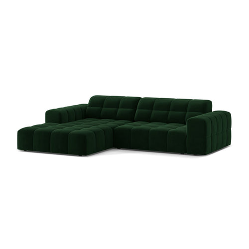 Cosmopolitan Design - Linker hoekbank Chicago 3-zits, flueel flessengroen - 167x234x78cm