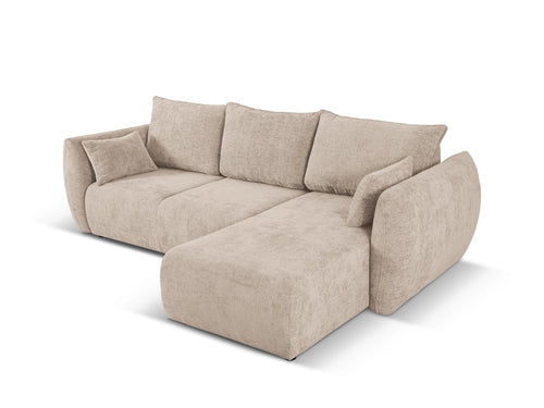 Cosmopolitan Design Converteerbare hoekbank rechts met opbergdoos Matera 4-zits, chenille, beige - 173x253x86cm