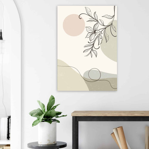 Artfulprints Poster met Lijst Boho – Soft botanics   - 50x70 cm - beige