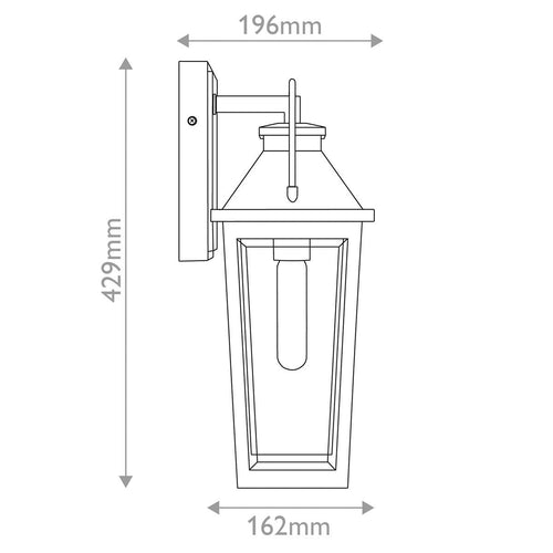 Mittelgroße Außenwandlaterne Classic Mattschwarz, Messingakzent IP44 1x E27
