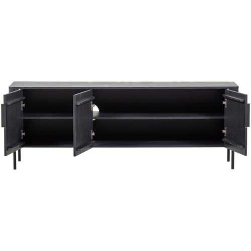 WOOOD tv meubel Gunnar - Grenenhout - Matzwart - 56x154x44