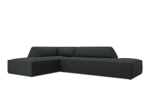 Micadoni linker hoekbank Ruby 4-zits, ribfluwelen, zwart - 180x273x69cm