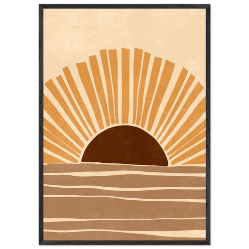 Artfulprints Poster met Lijst Boho – Rising sun   - 70x100 cm - Oranje