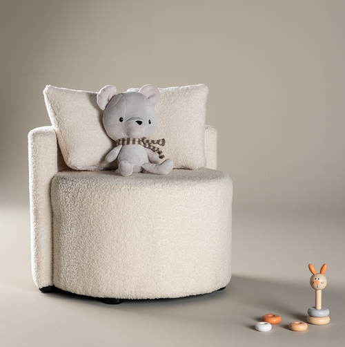 Nest living Elina ronde teddystof kinderfauteuil wit - vtwonen shop