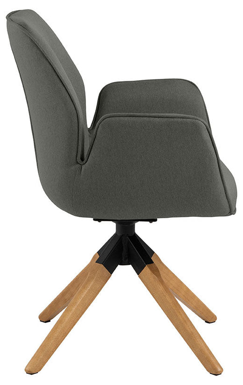 Rebellenclub Eetkamerstoel Arne - Donker Grijs met Eiken Houten Poten - vtwonen shop