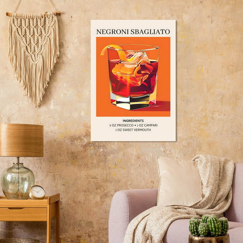 Artfulprints  Negroni Sbagliato cocktail - Ingrediënten   poster 50x70 cm - vtwonen shop