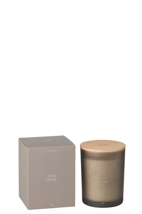 J-Line geurkaars Accords Essentiels - Cuir Désir - glas - bruin - 52U