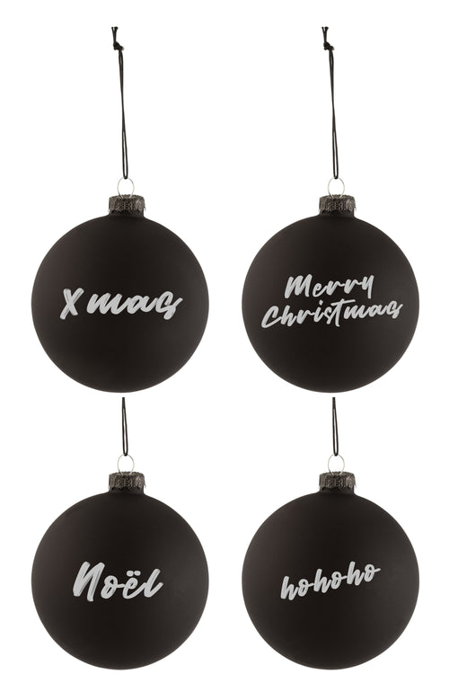 J-Line kerstbal Blackboard - glas - zwart - medium - doos van 4 - vtwonen shop