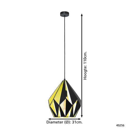 EGLO hanglamp Carlton 1 - ø310mm. - zwart, geel - vtwonen shop