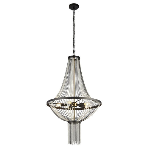 Searchlight Baguette Hanglamp met 5 lampen, zwart, gesatineerd messing