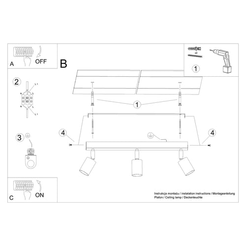 Sollux Lighting Plafondlamp VERDO 3L wit - 61x45x17,5cm