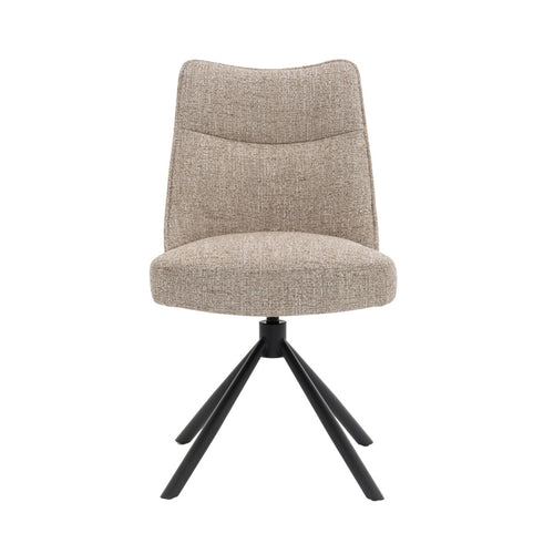 DÉJA Living Eetkamerstoel Meau - Beige/Zwart - Draaibaar - Set van 2