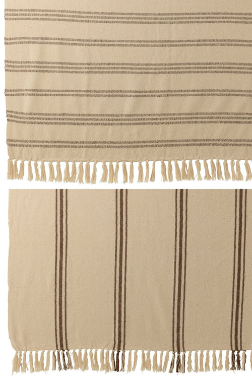 J-Line plaid Stripe - katoen - wit/bruin - 2 stuks