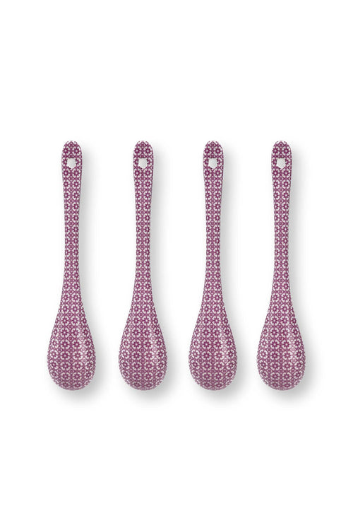 Pip Studio Theelepels Lily&Lotus - Porselein - Lila - Set van 4