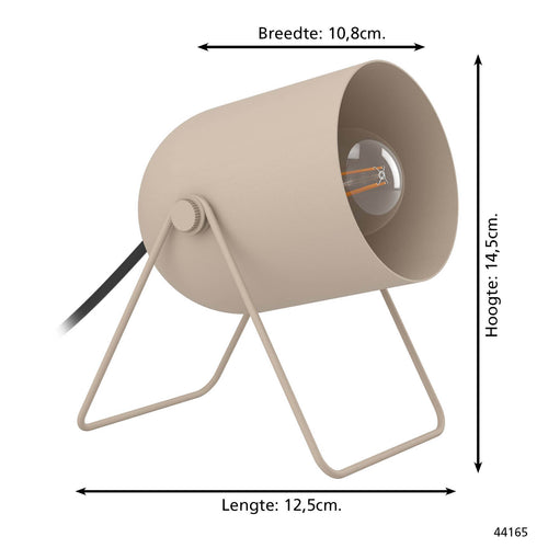 EGLO tafellamp Tilston - 14.5 cm - zandkleur