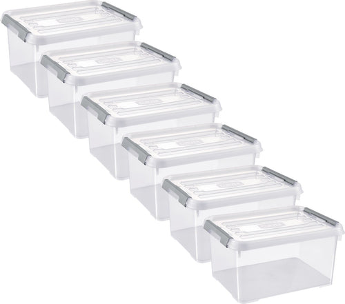 Curver Handy+ Opbergbox - 15L - 6 stuks - Transparant met deksel