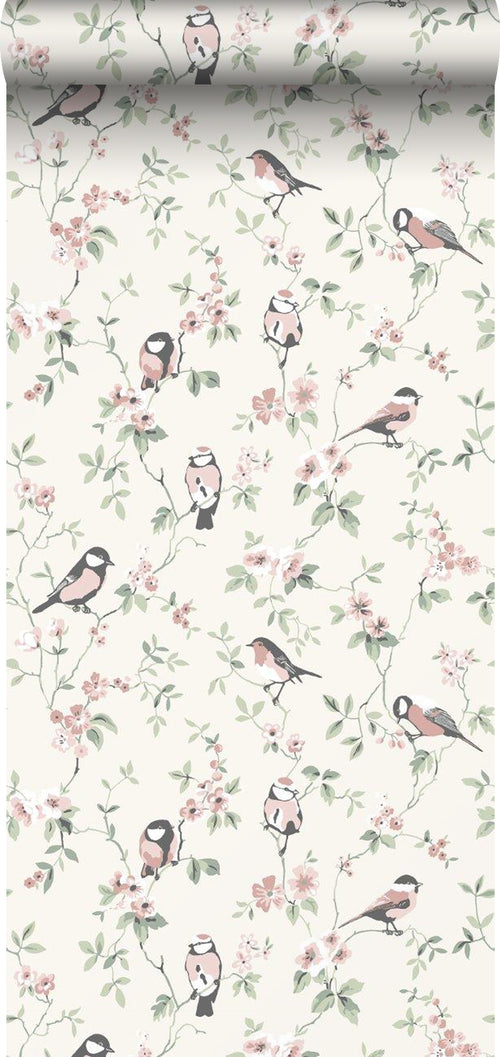 Borastapeter behang bloemen en vogels beige - 53 cm x 10.05 m - 660392 - vtwonen shop