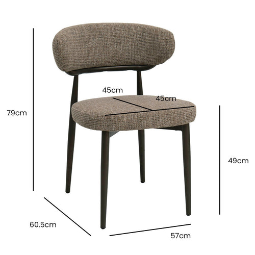 DÉJA Living Eetkamerstoel Milan - Taupe/Brons Stof - Set van 2