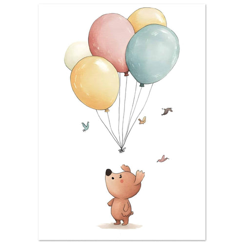 Artfulprints  Beer en ballonnen   poster A4 21x29.7 cm - vtwonen shop