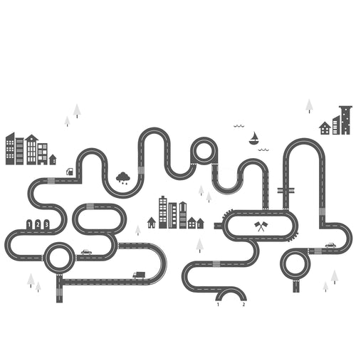 ESTAhome fotobehang getekende straat zwart wit - 279 x 279 cm - 159099 - vtwonen shop